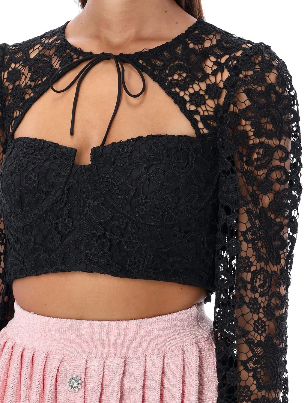 Self-Portrait Cord Laced Cropped Top