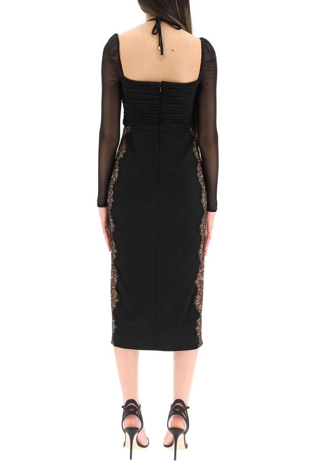 Self-Portrait Floral Lace-Trim Cut Out Detailed Midi Dress
