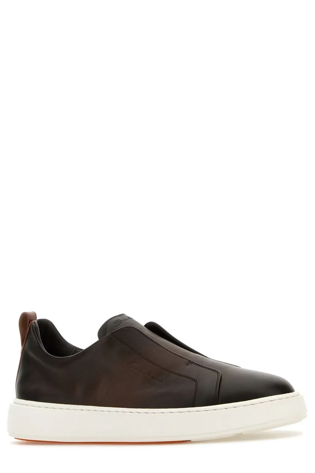 Santoni Logo Embossed Round Toe Sneakers