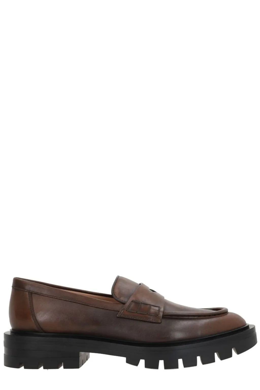 Santoni Leather Penny Loafers