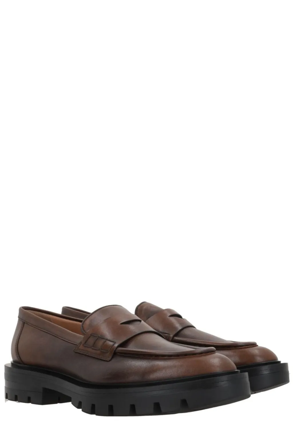 Santoni Leather Penny Loafers