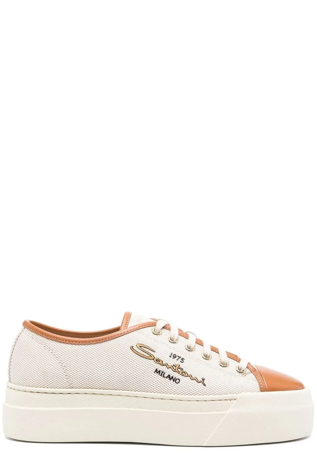 Santoni Logo Detailed Platform Mesh Sneakers