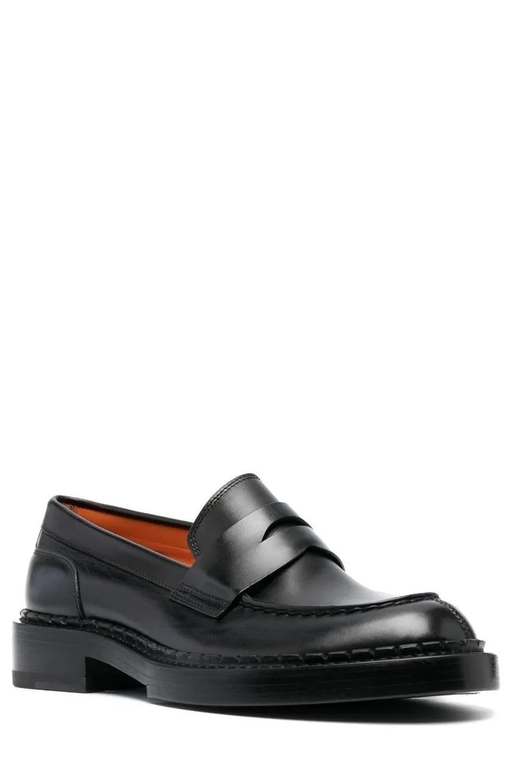 Santoni Round Toe Slip-On Loafers