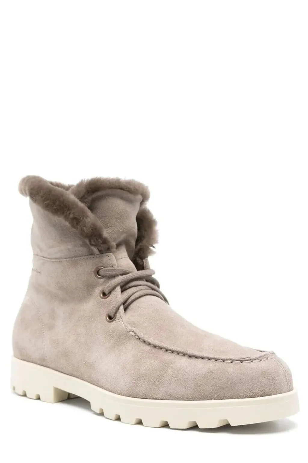 Santoni Fur-Trim Suede Desert Boots