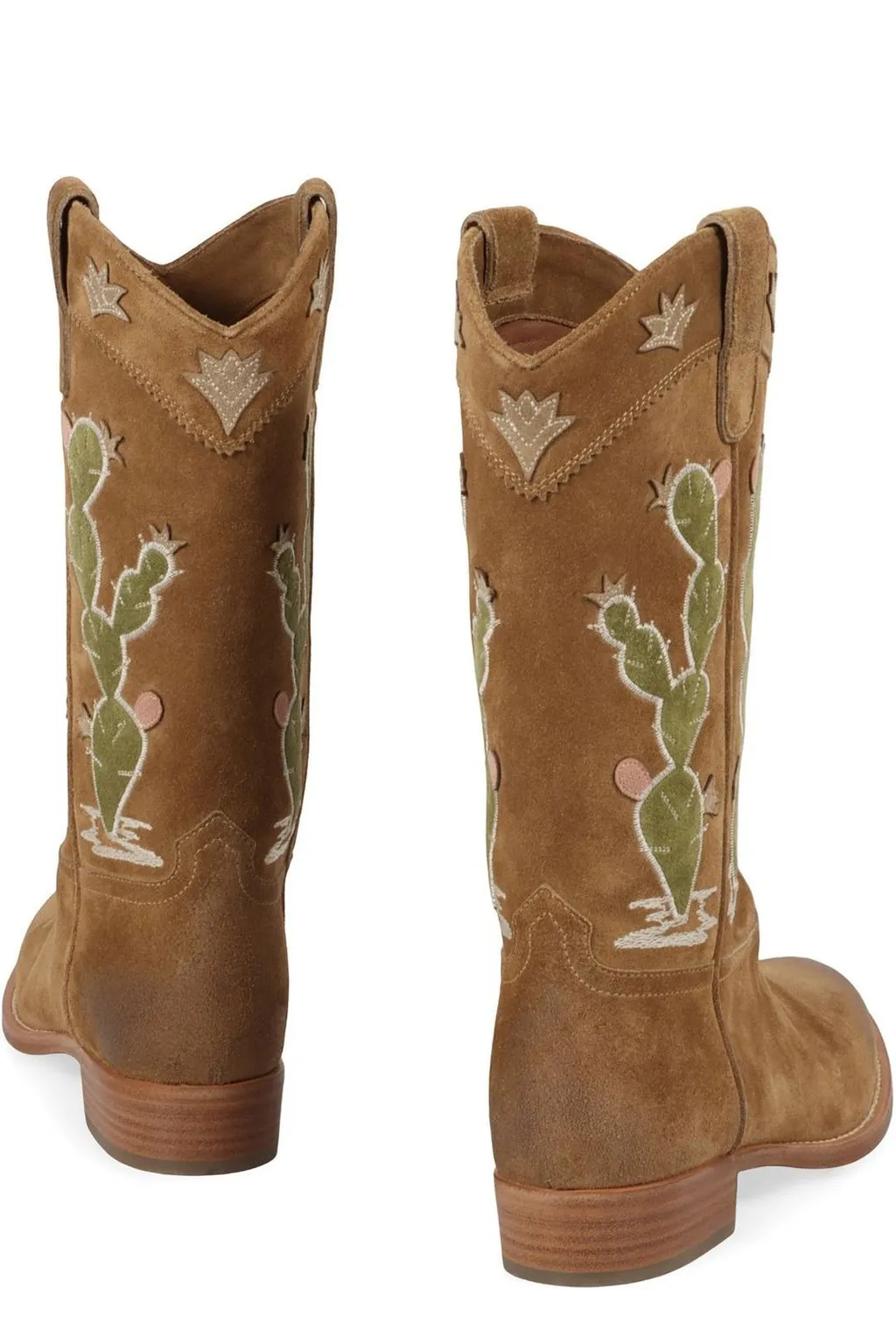 Sartore Cactus Embroidered Suede Cowboy Boots