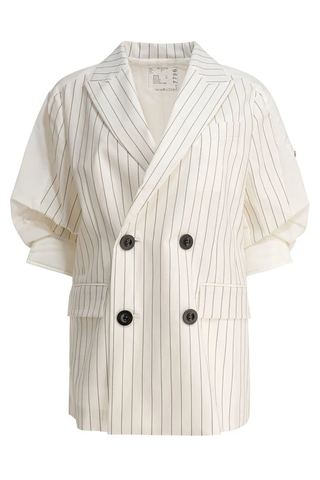Sacai Striped Panelled Short Sleeved Blazer