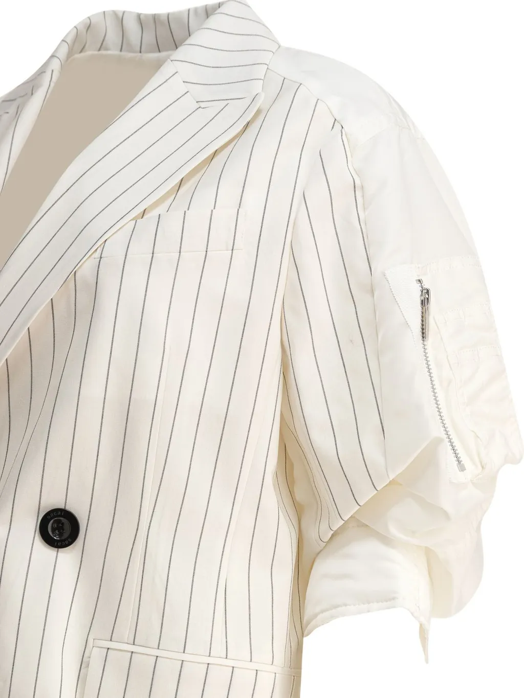 Sacai Striped Panelled Short Sleeved Blazer