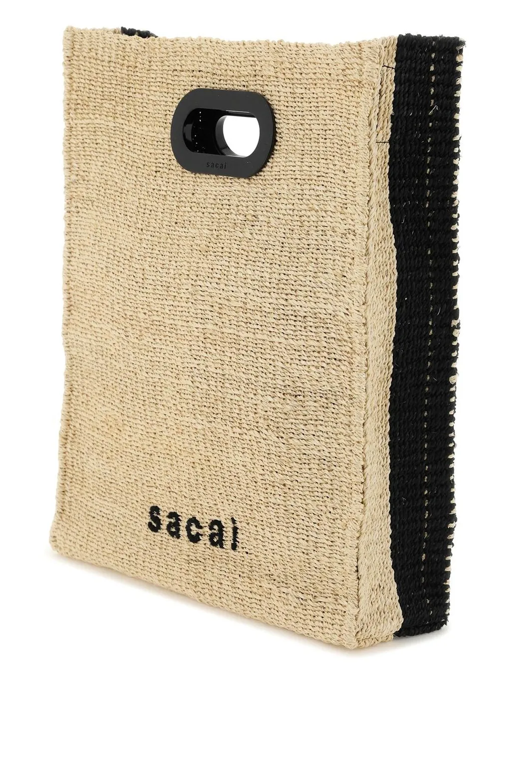 Sacai Logo Embroidered Woven Tote Bag