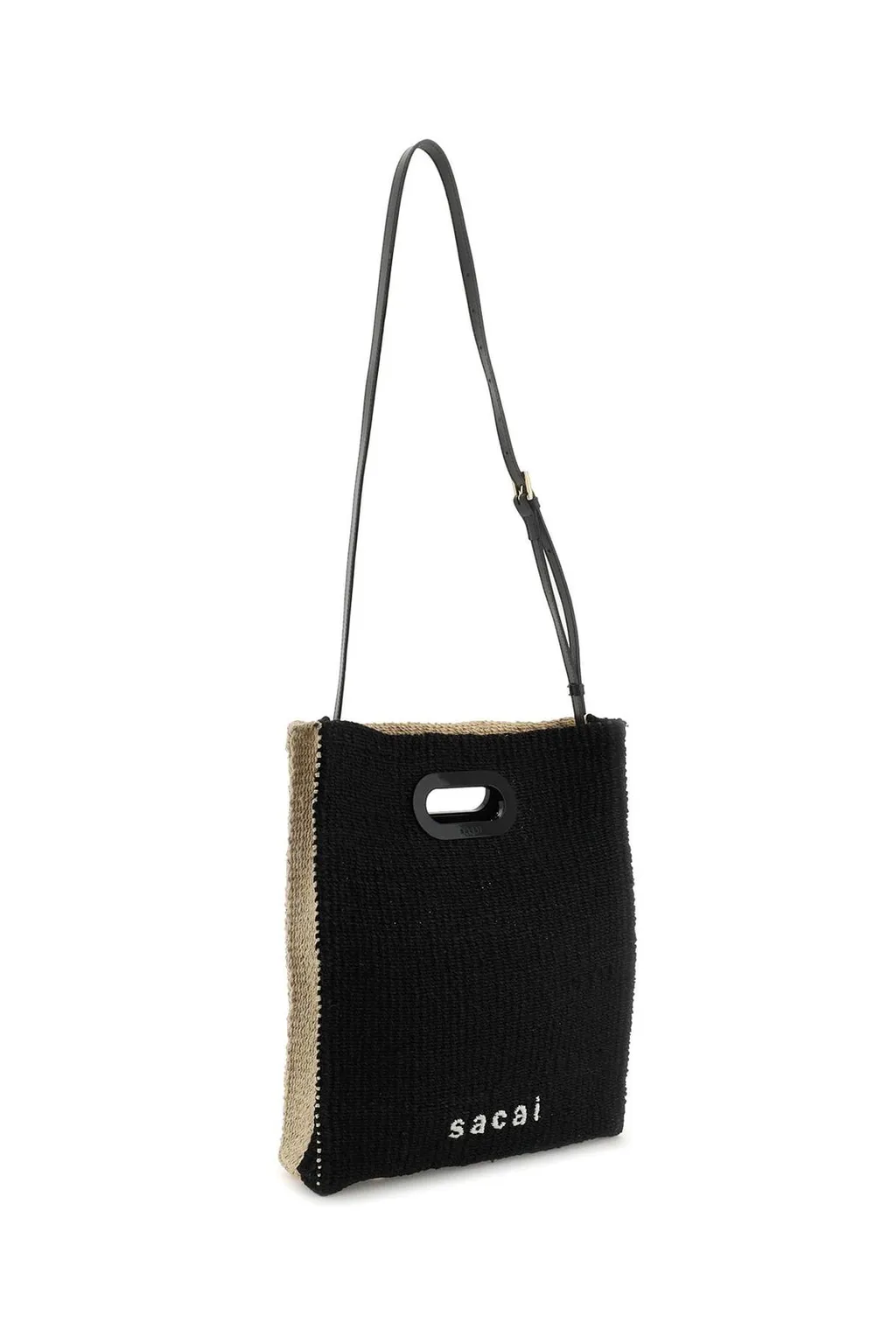 Sacai Logo Embroidered Woven Tote Bag
