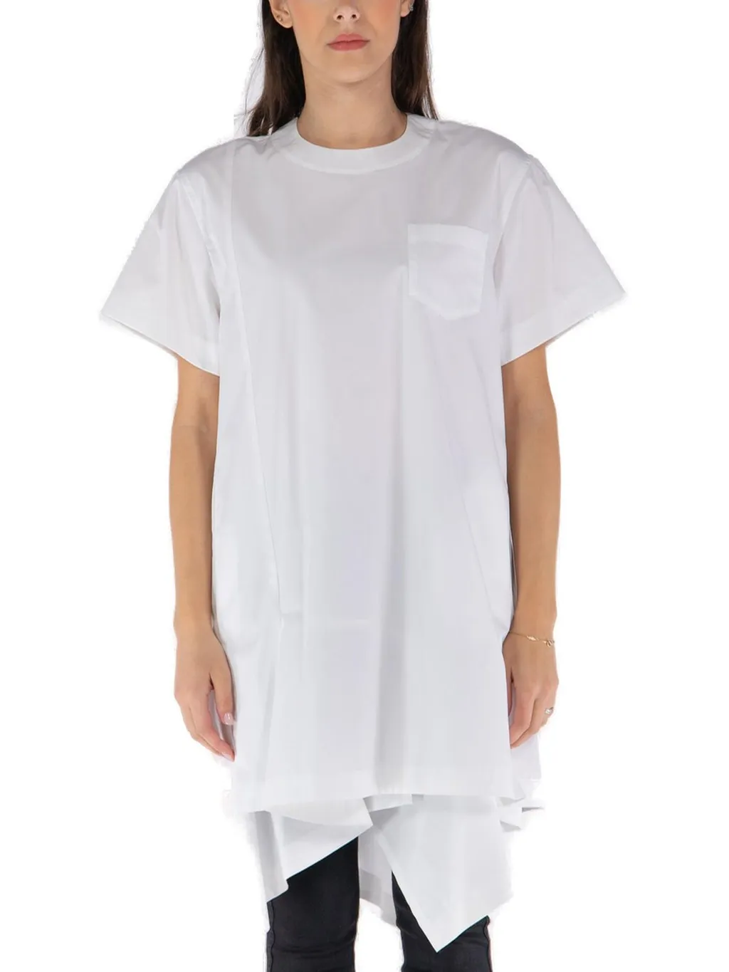 Sacai Short-Sleeved Asymmetric Hem T-Shirt