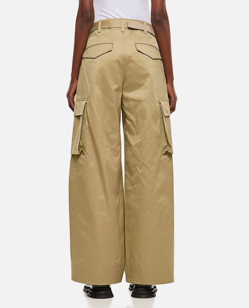 Sacai Wide Leg Belted Trousers