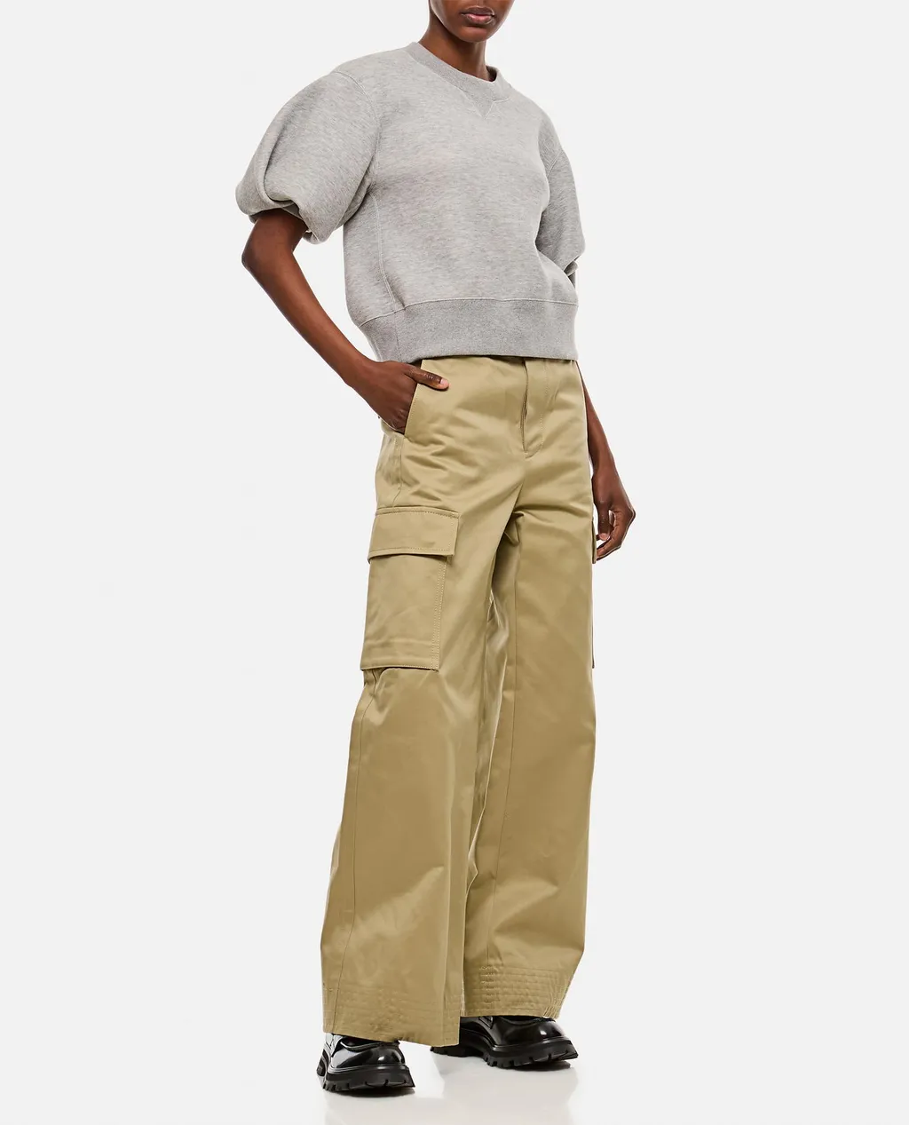 Sacai Wide Leg Belted Trousers