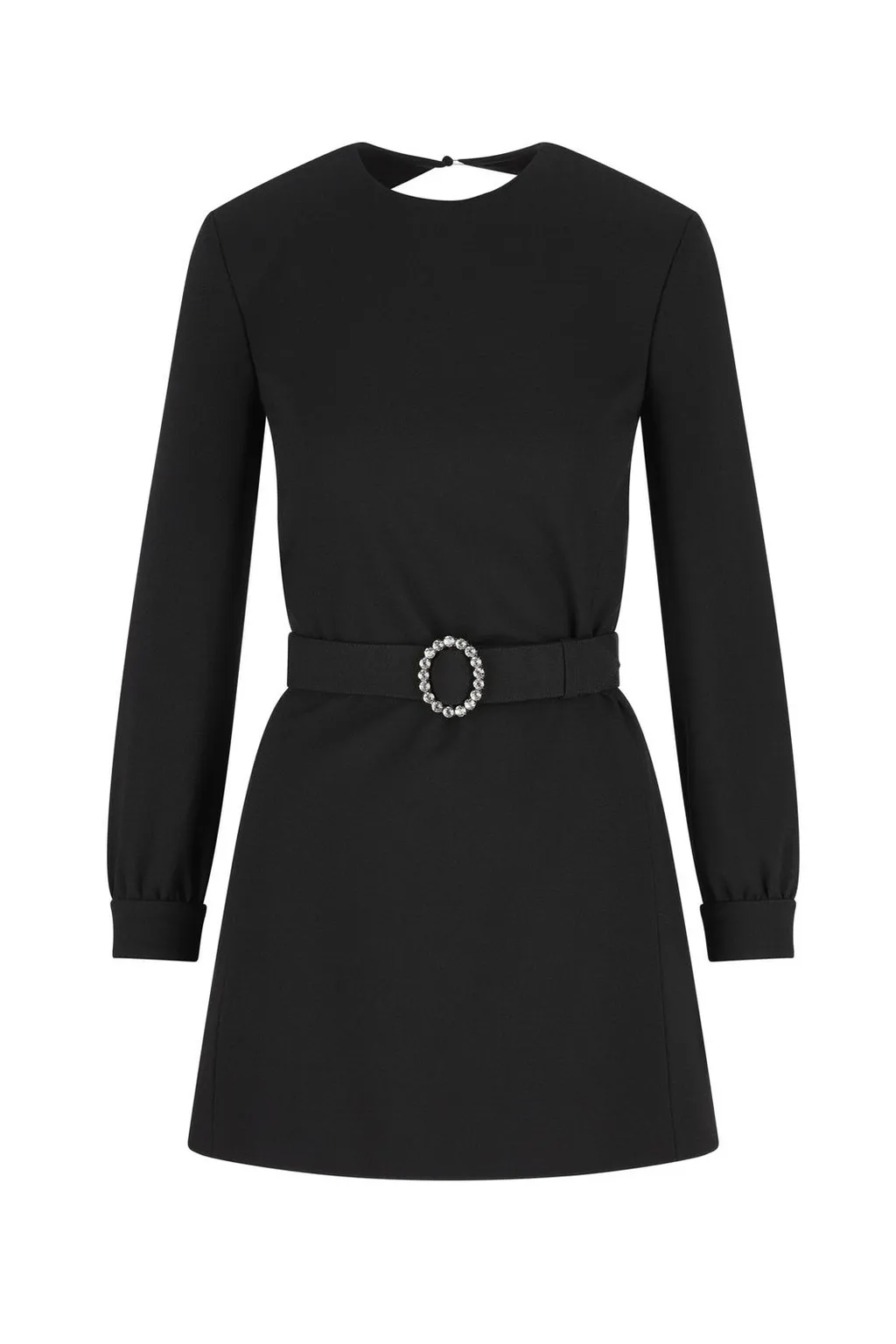 Saint Laurent Backless Long-Sleeved Mini Dress