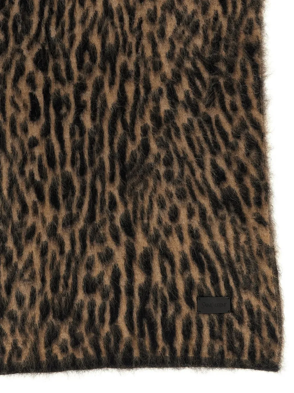 Saint Laurent Leopard Knitted Scarf