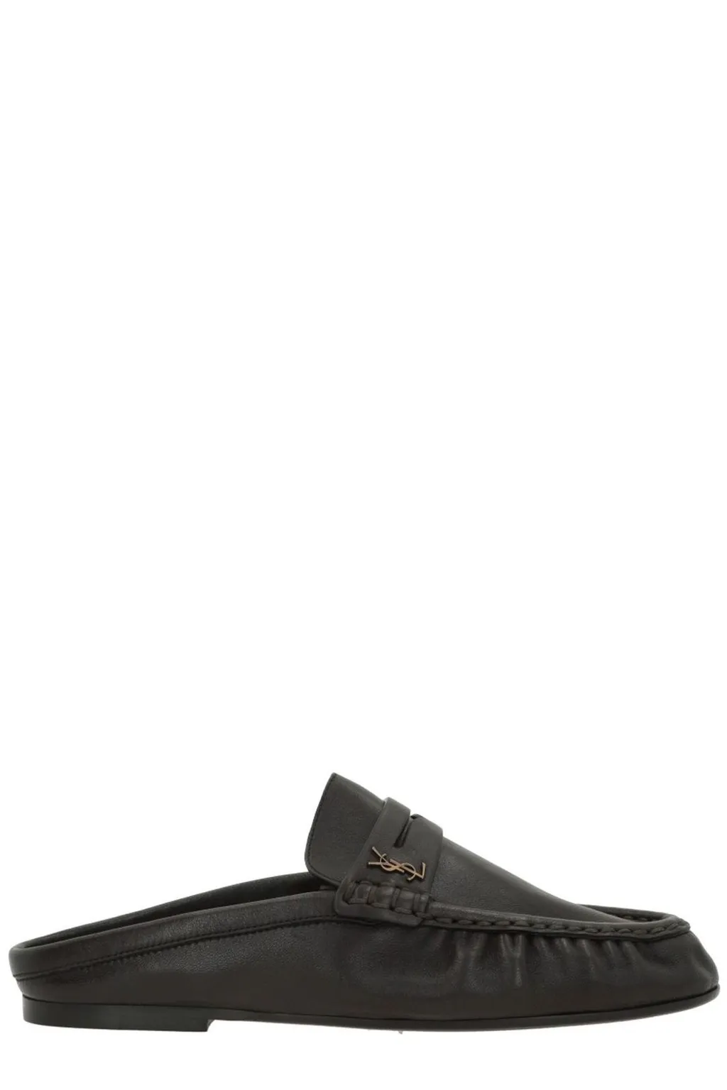 Saint Laurent Ruched Logo Plaque Mules