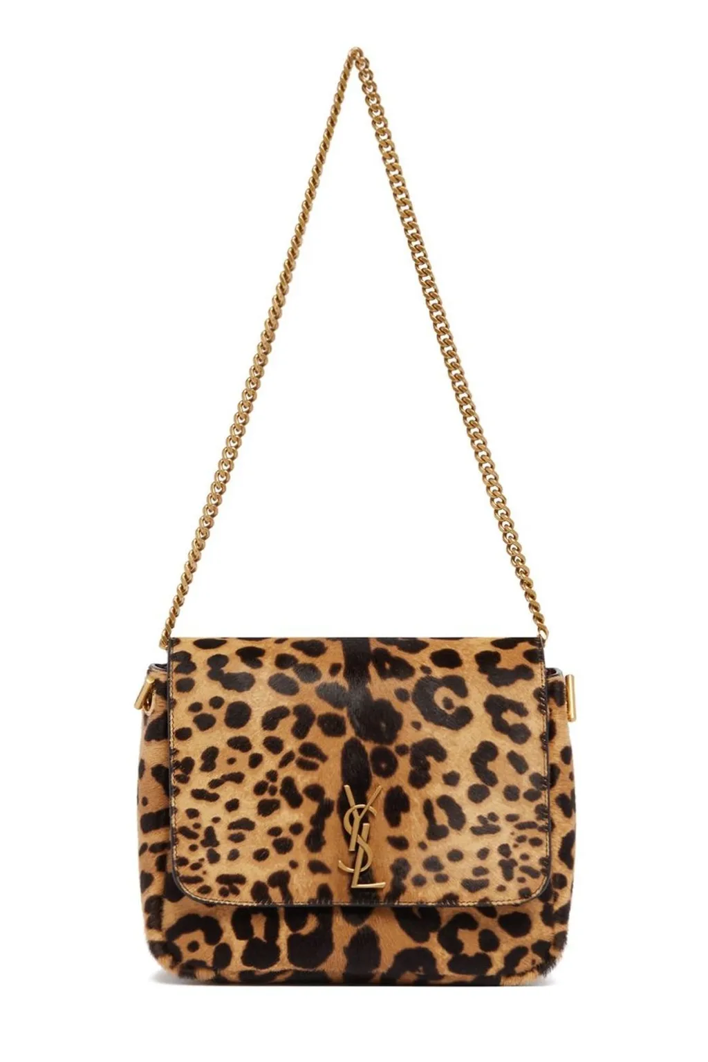 Saint Laurent Leopard Patterned Logo Plaque Shoulder Bag