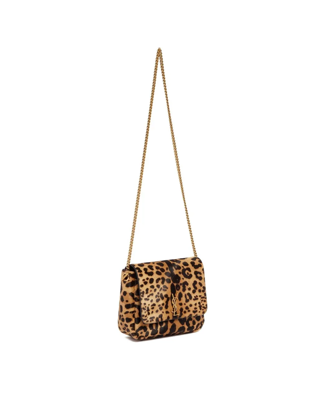 Saint Laurent Leopard Patterned Logo Plaque Shoulder Bag