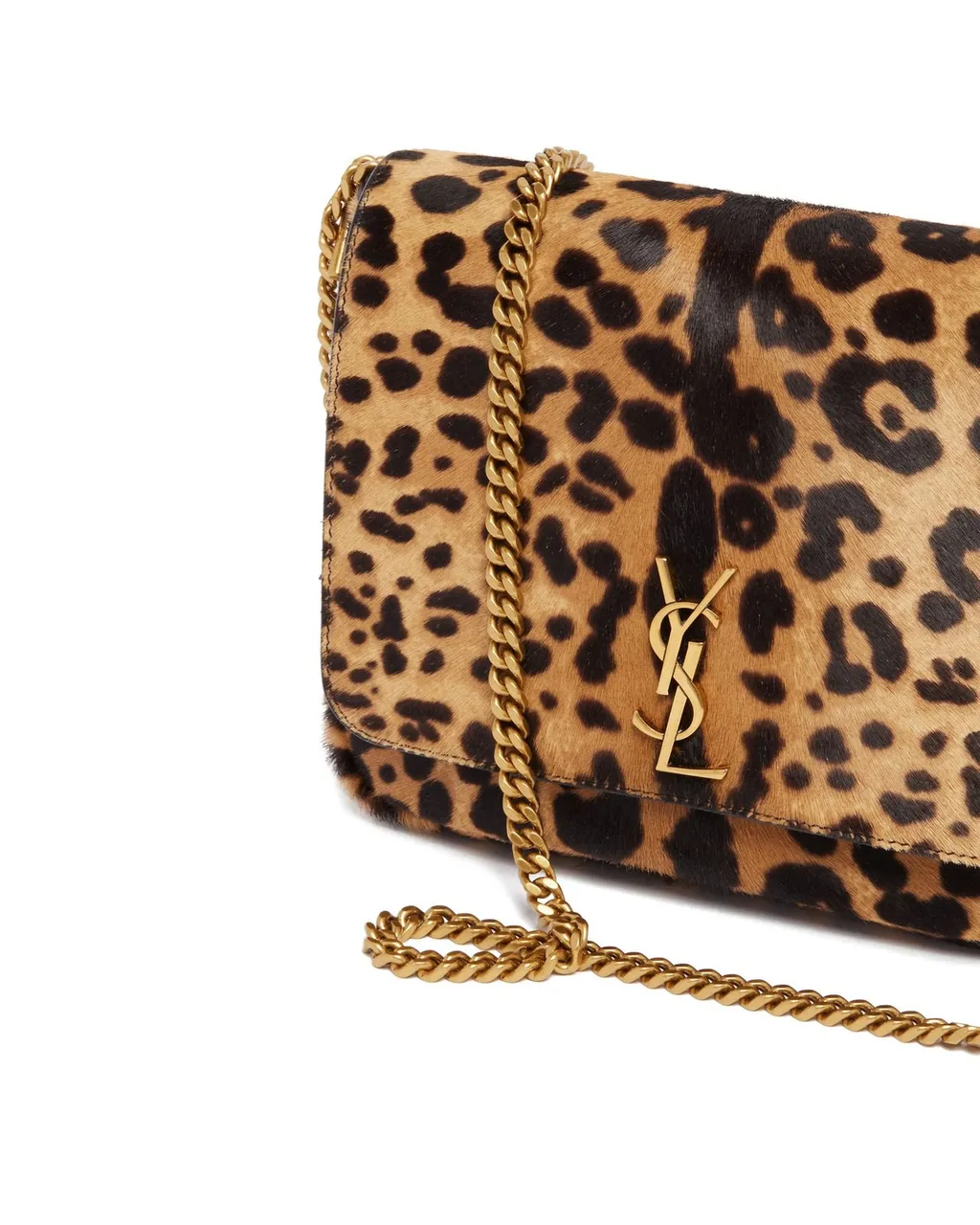 Saint Laurent Leopard Patterned Logo Plaque Shoulder Bag