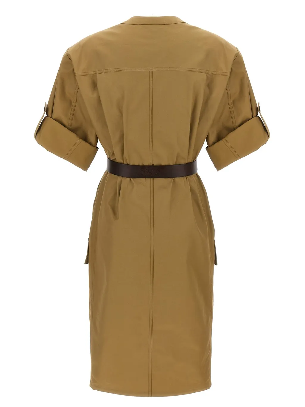 Saint Laurent Belted Short-Sleeved Midi Dress