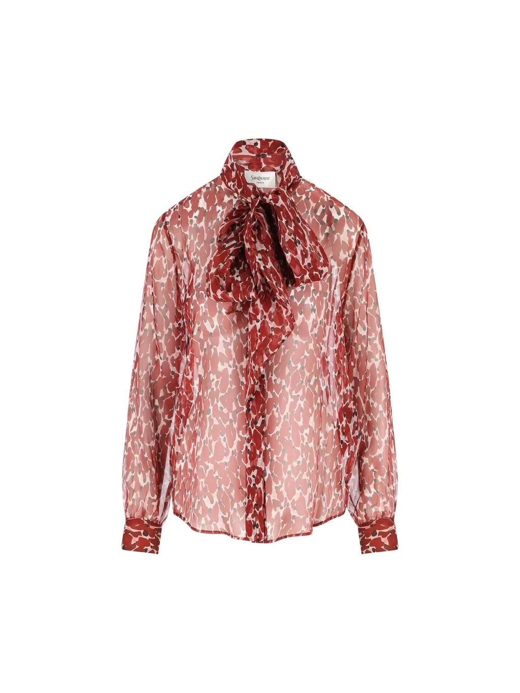 Saint Laurent All-Over Patterned Long-Sleeved Blouse