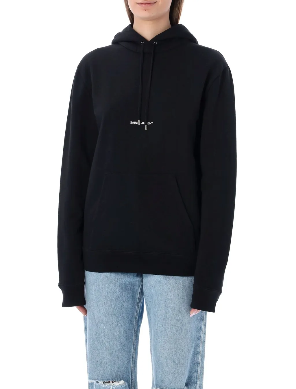 Saint Laurent Logo Printed Drawstring Hoodie