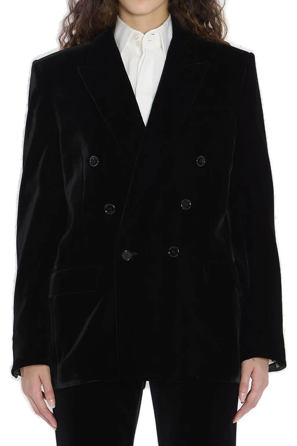 Saint Laurent Cassandre Double-Breasted Velvet Jacket