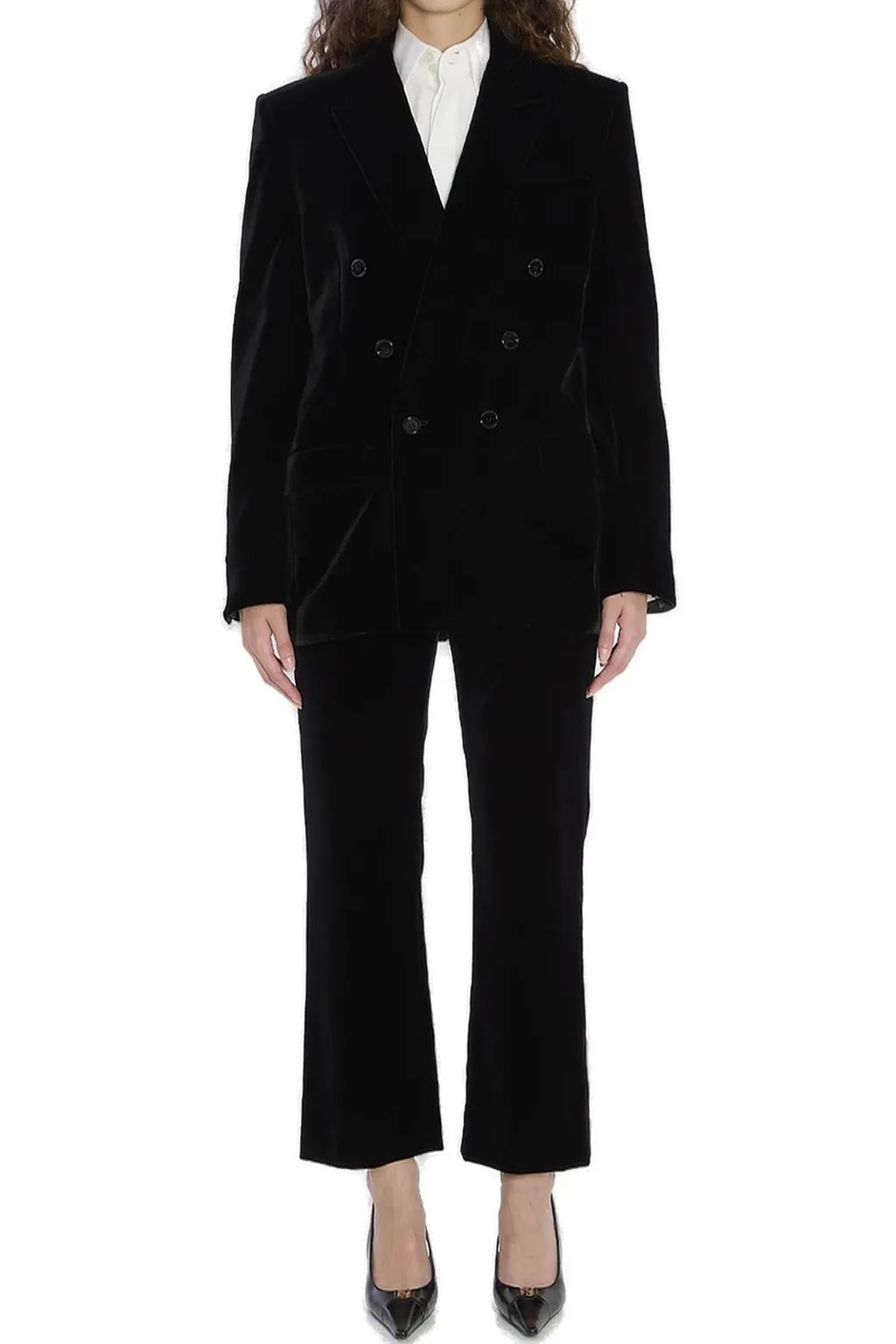 Saint Laurent Cassandre Double-Breasted Velvet Jacket