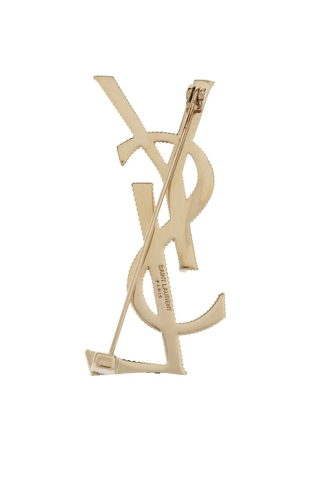 Saint Laurent Cassandre Logo Engraved Brooch