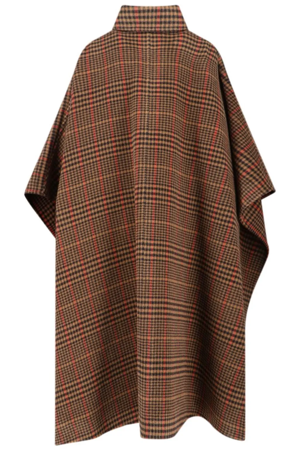 Saint Laurent Plaid Short-Sleeved Cape