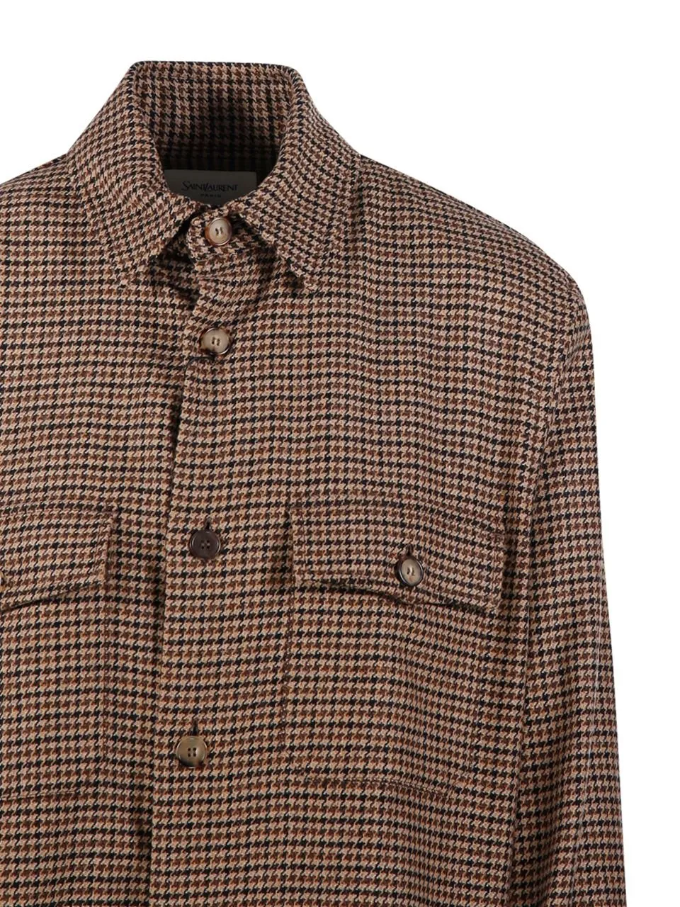 Saint Laurent Logo Embroidered Button-Up Overshirt