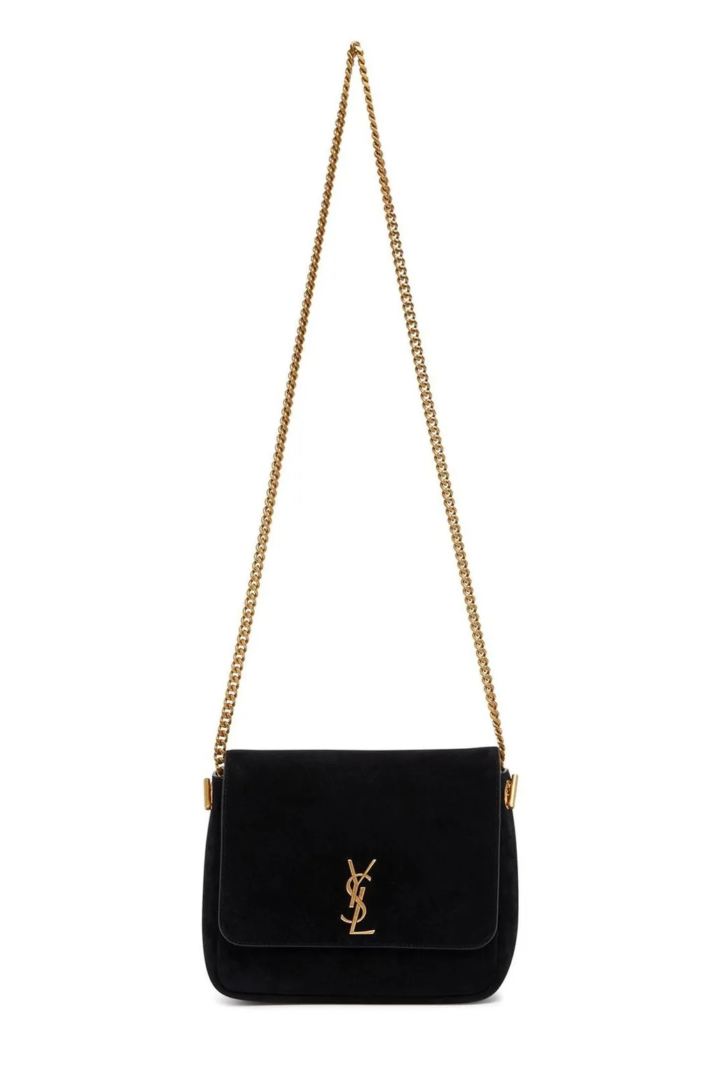 Saint Laurent Logo Plaque Foldover Top Shoulder Bag