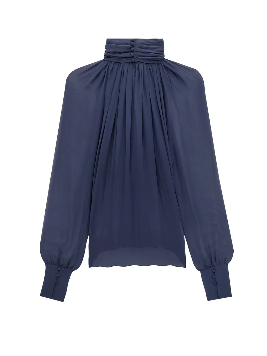 Saint Laurent Turtleneck Pleated Blouse
