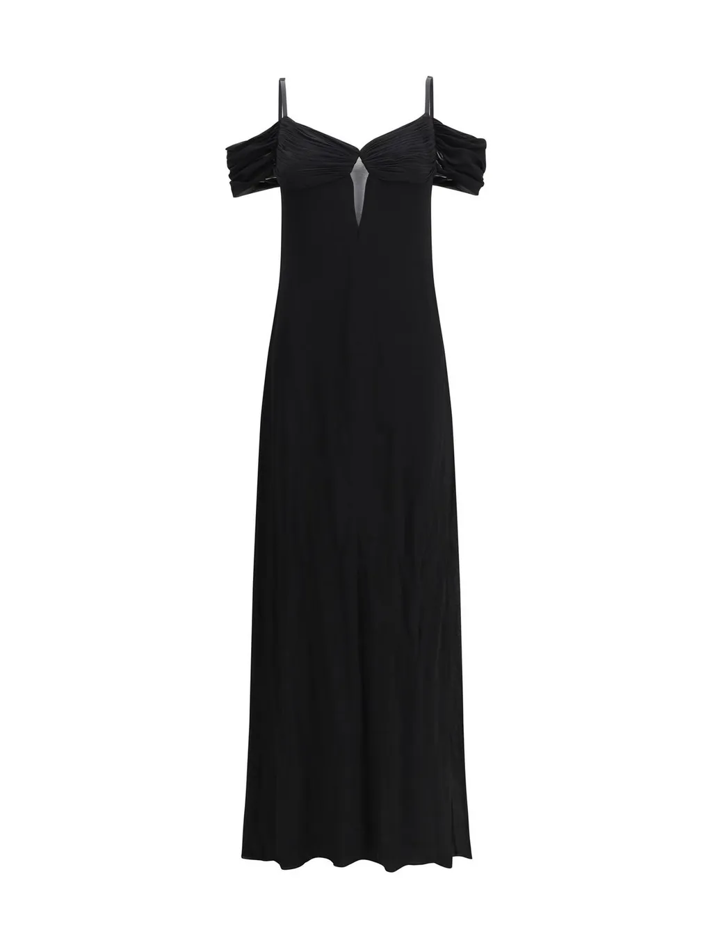 Saint Laurent V-Neck Off-Shoulder Dress