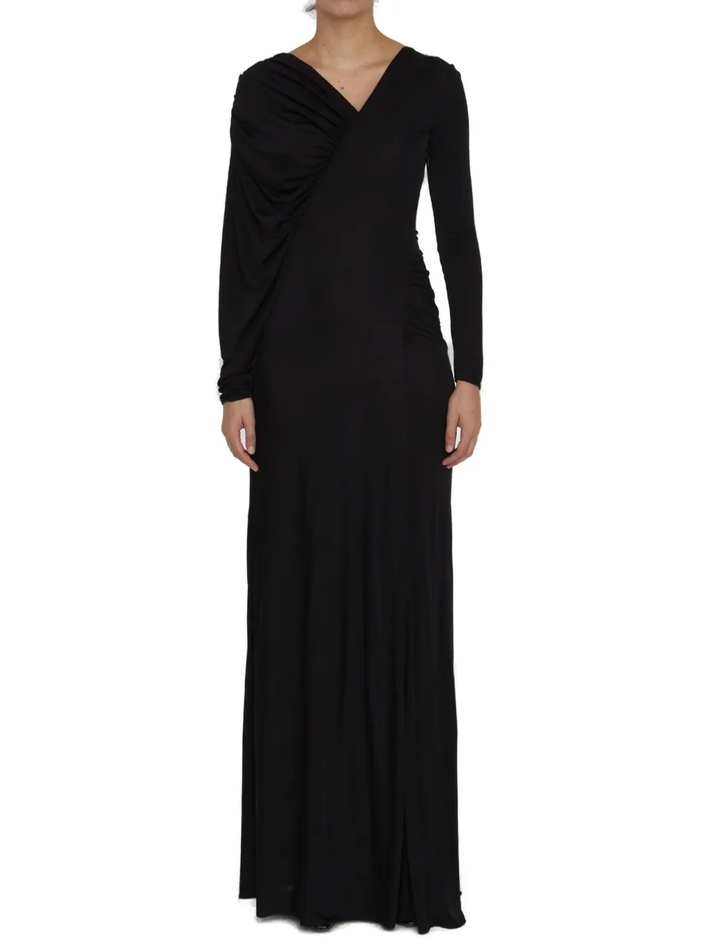 Saint Laurent Long-Sleeved V-Neck Dress