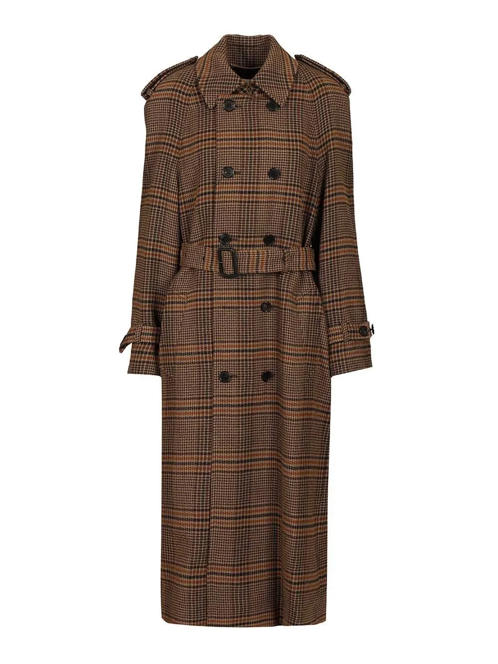 Saint Laurent Checked Double-Breasted Belted Coat