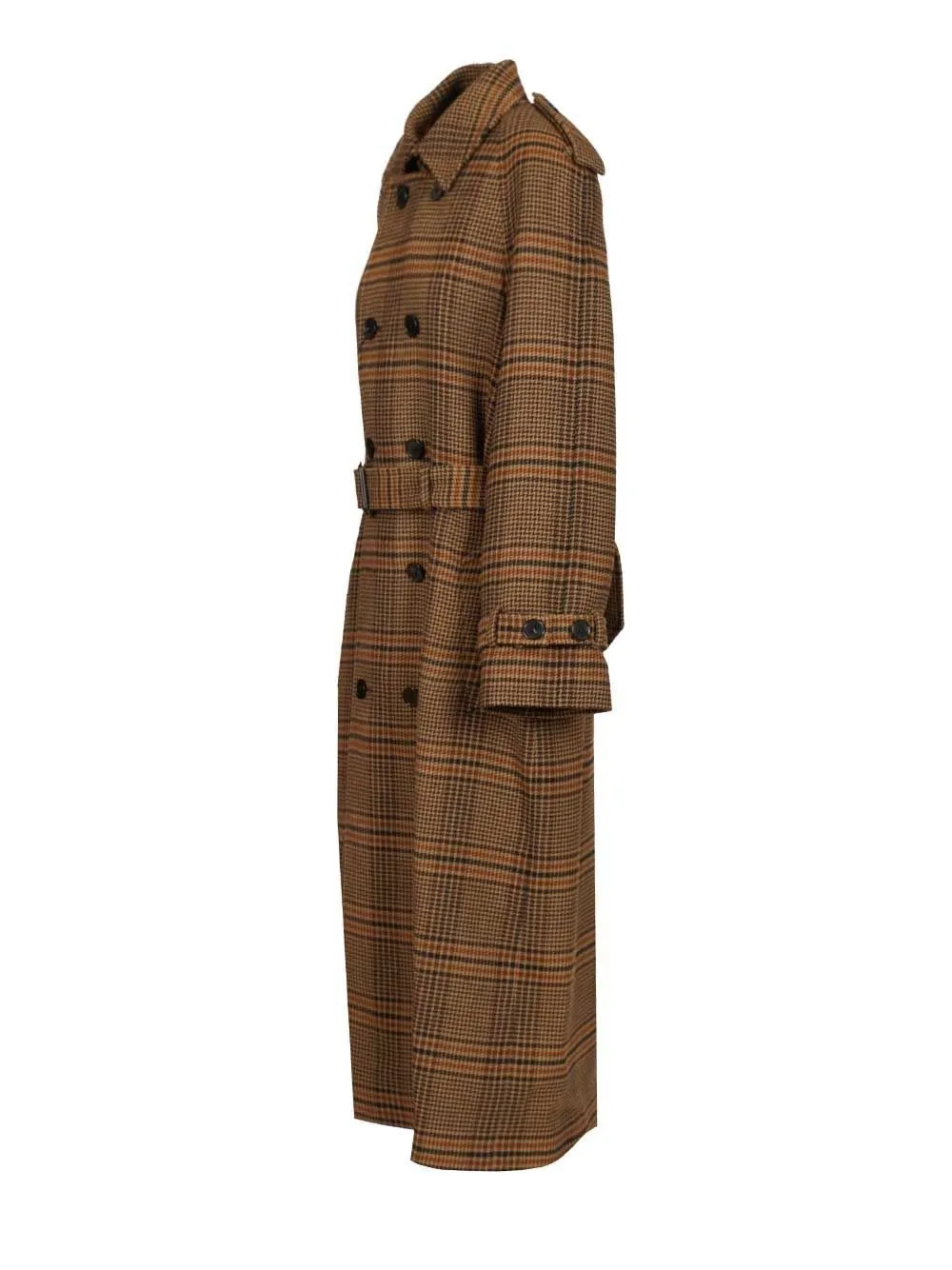 Saint Laurent Checked Double-Breasted Belted Coat