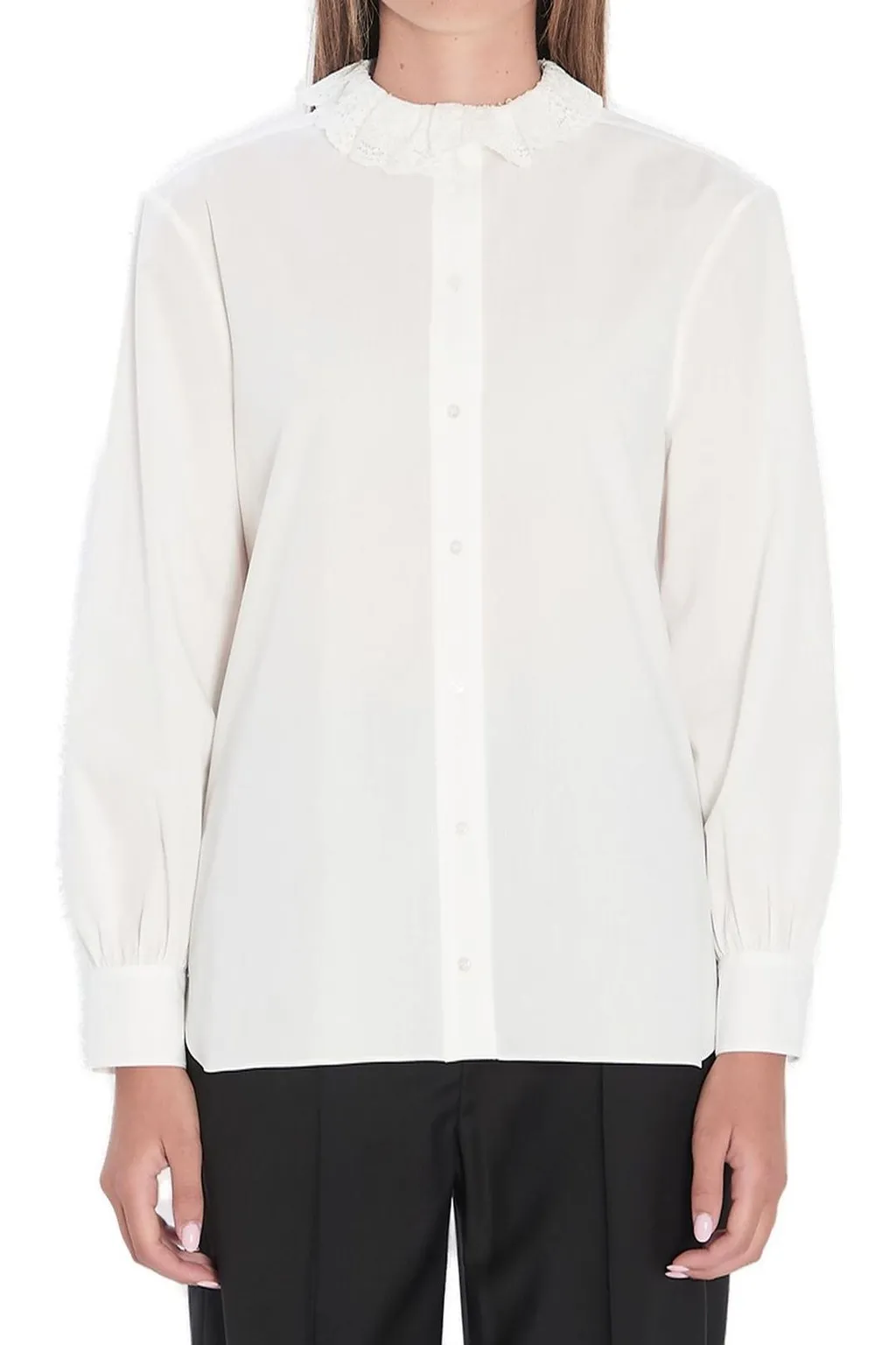 Saint Laurent Lace Collor Button-Up Shirt