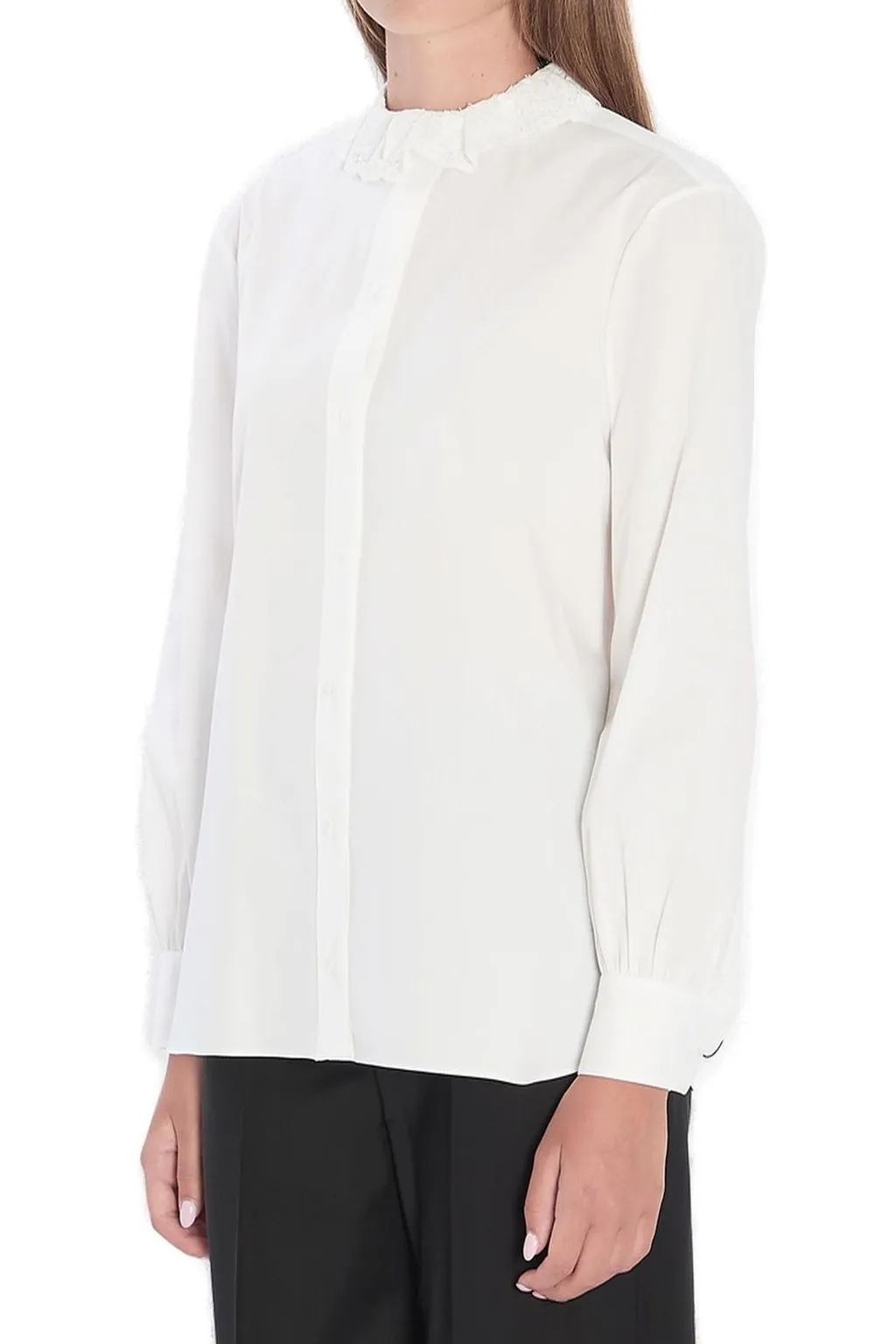 Saint Laurent Lace Collor Button-Up Shirt