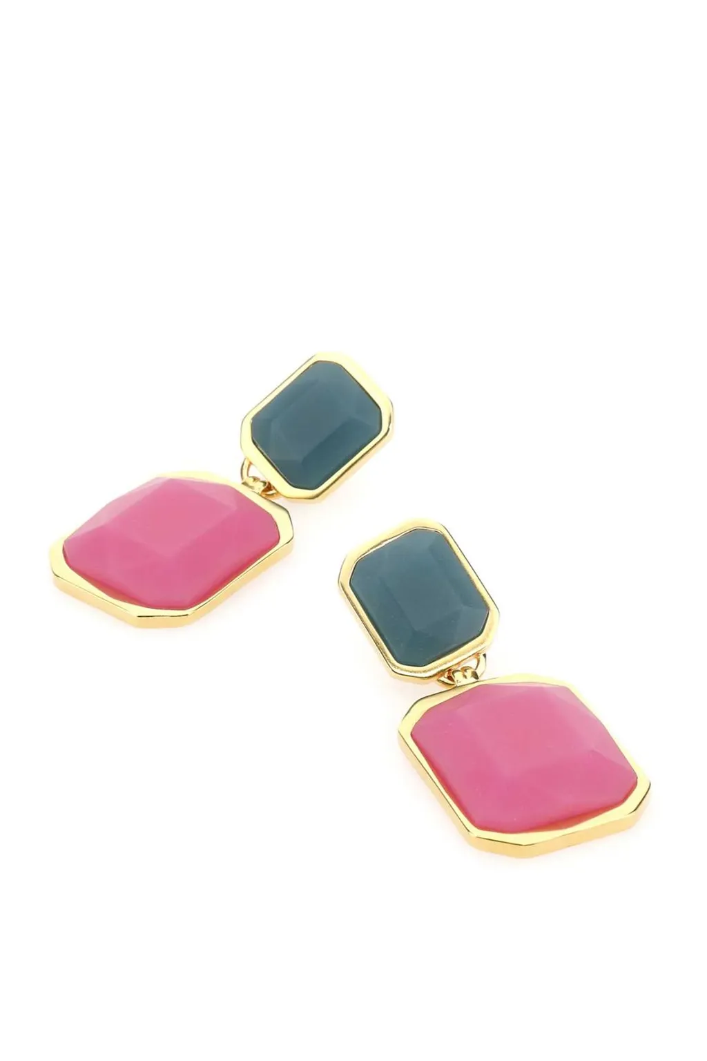 Saint Laurent Octagon Logo Engraved Earrings