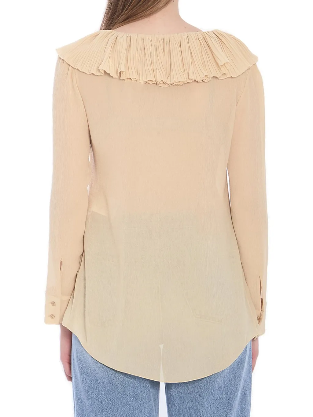 Saint Laurent Ruffled V-Neck Blouse