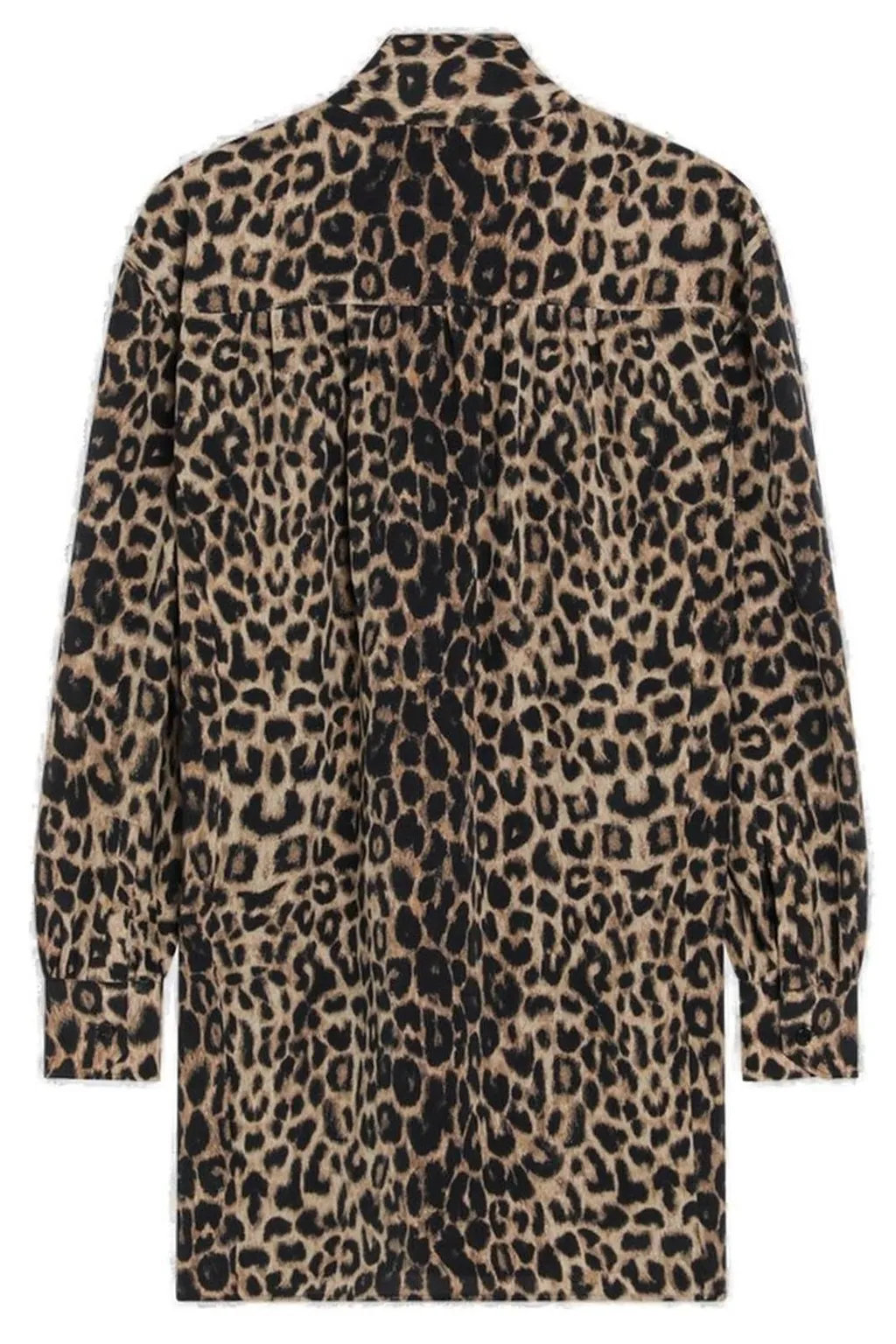 Saint Laurent Leopard Printed Long-Sleeved Dress
