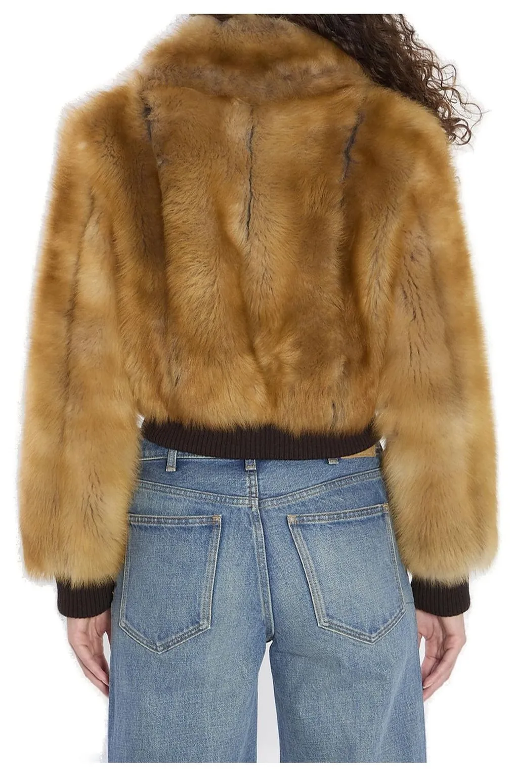 Saint Laurent Zip-Up Shearling Bomber Jacket
