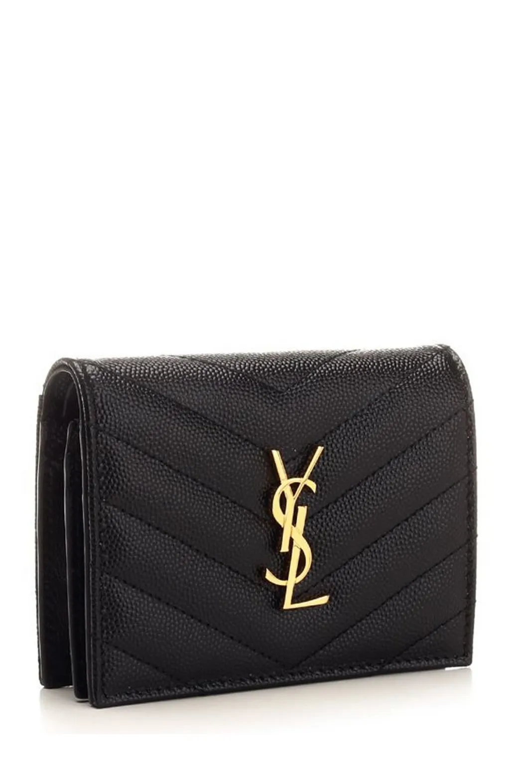 Saint Laurent Cassandre Matelassé Logo Plaque Cardholder