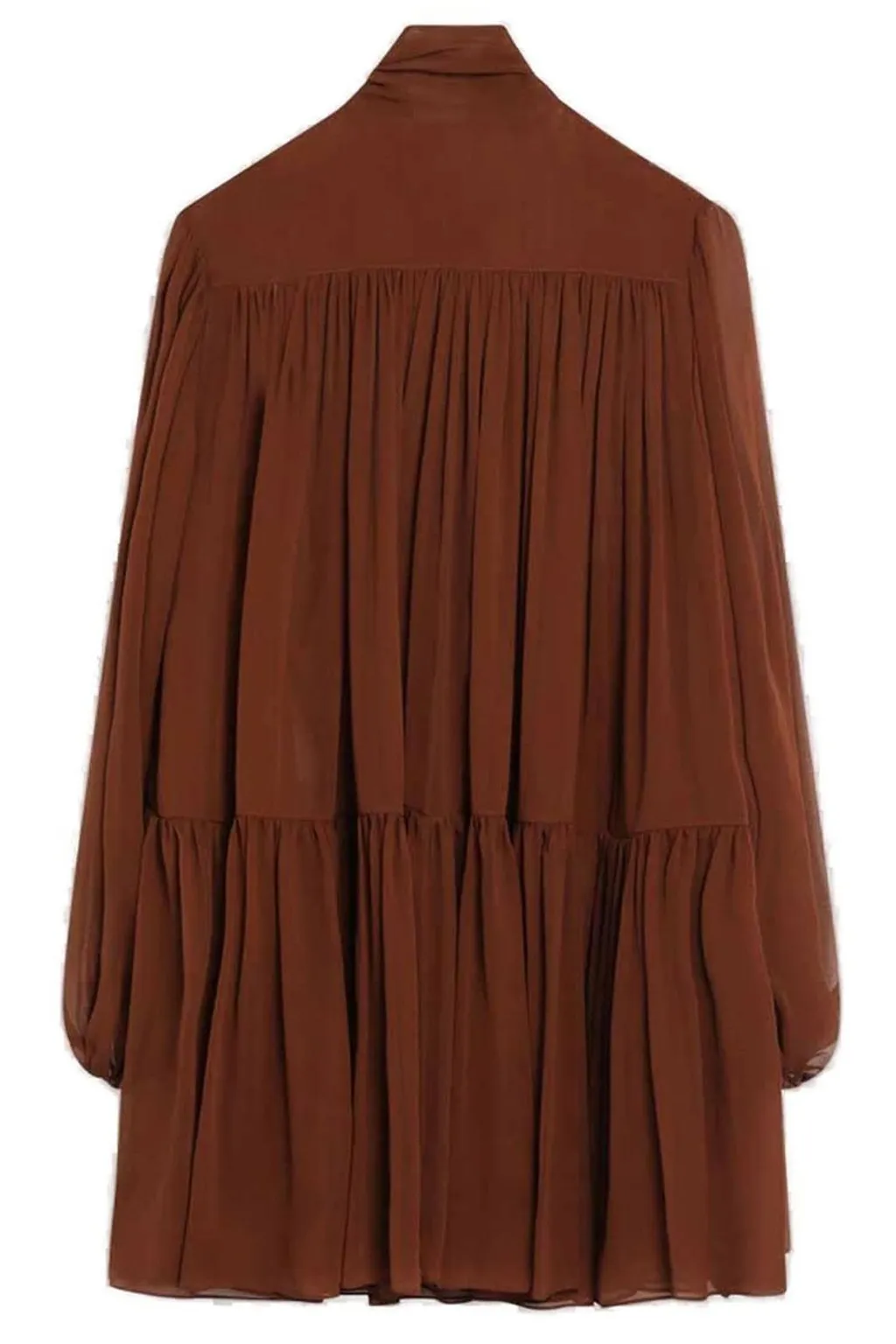 Saint Laurent LavalliÈRe Ruffled Long-Sleeved Dress