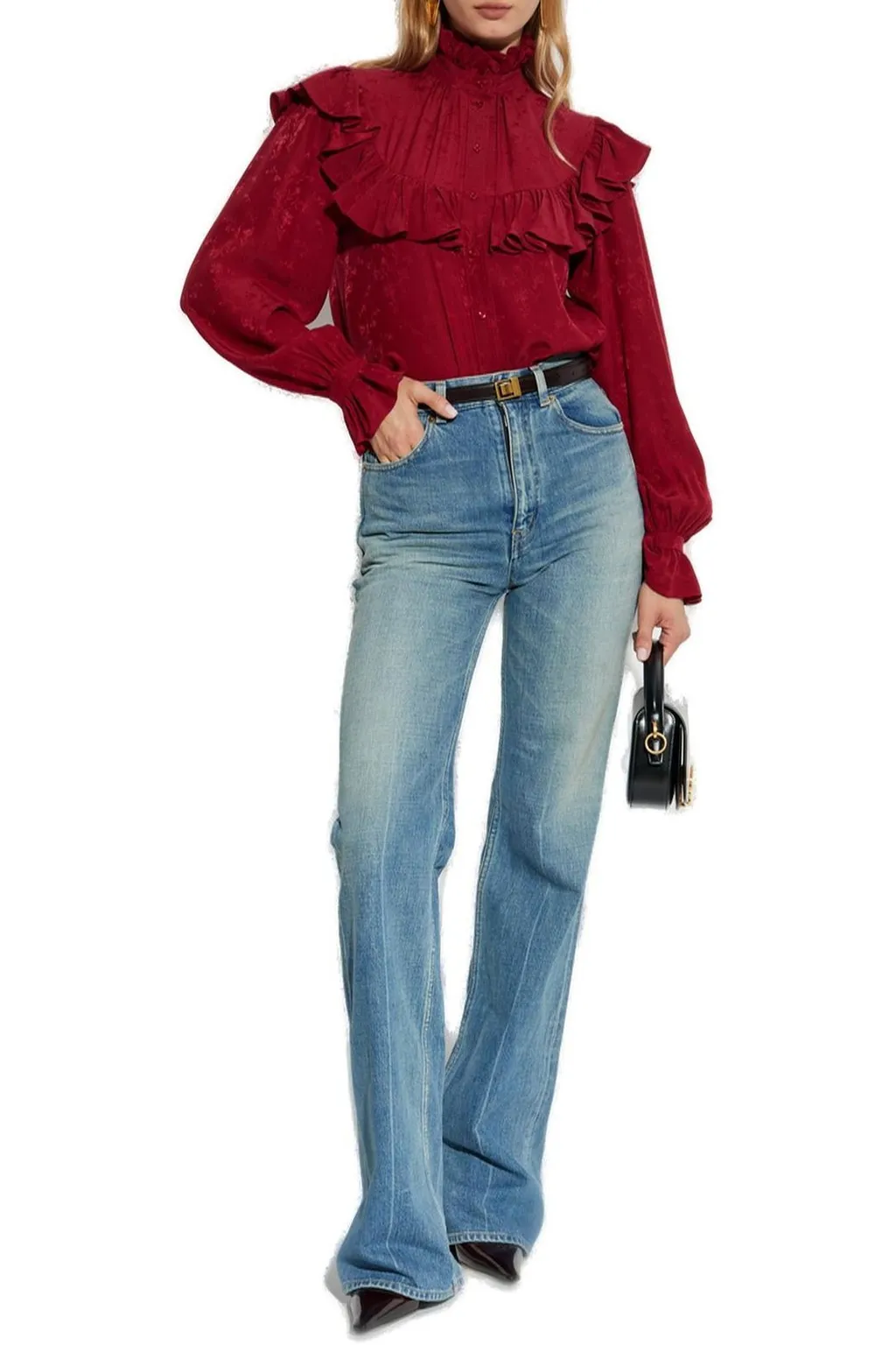 Saint Laurent Ruffled Button-Up Blouse