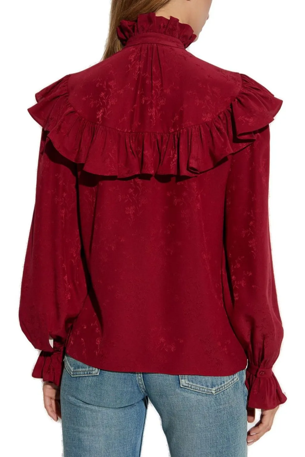Saint Laurent Ruffled Button-Up Blouse