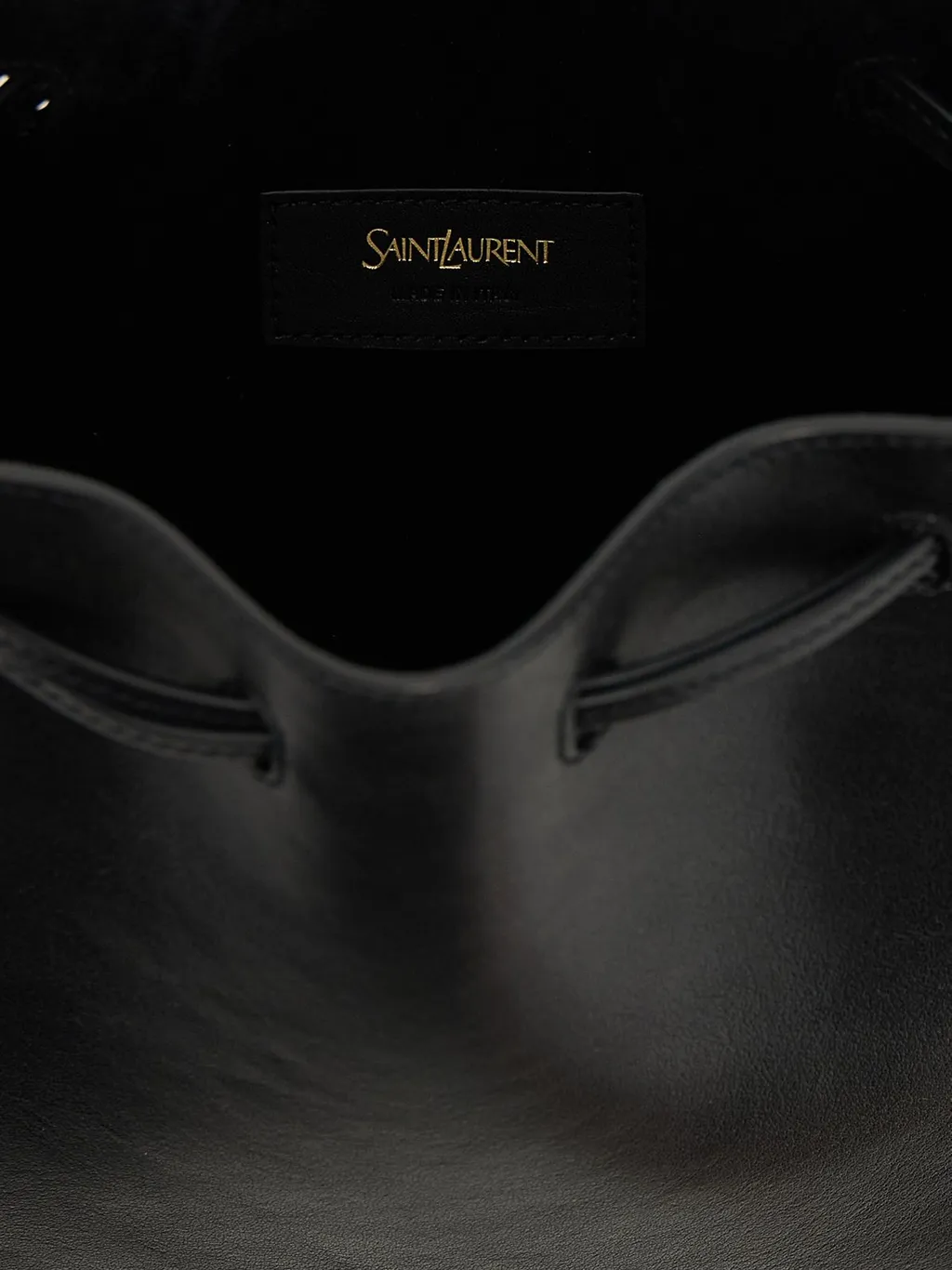 Saint Laurent Logo Plaque Drawstring Bucket Bag