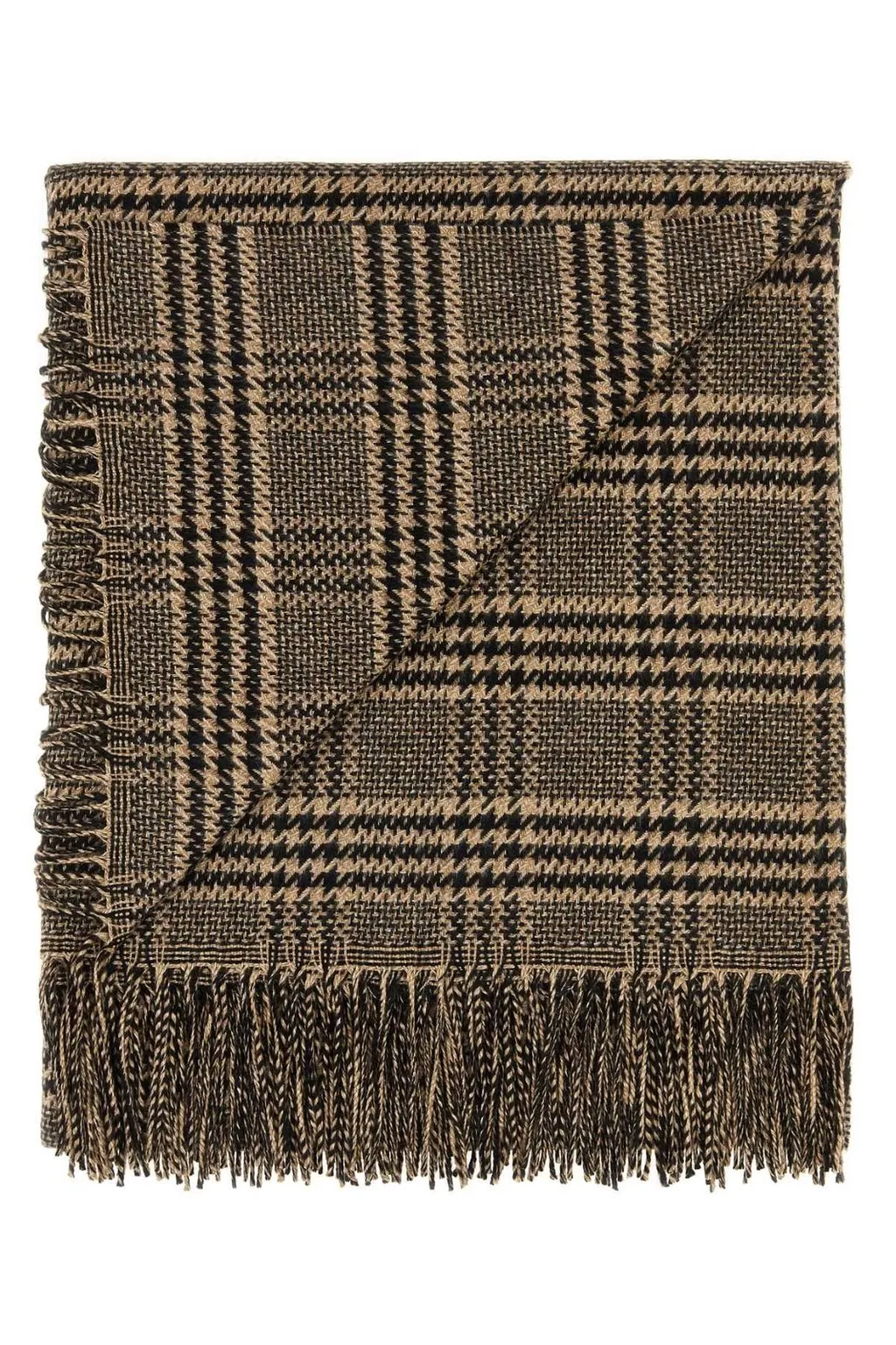 Saint Laurent Checked Fringed Scarf