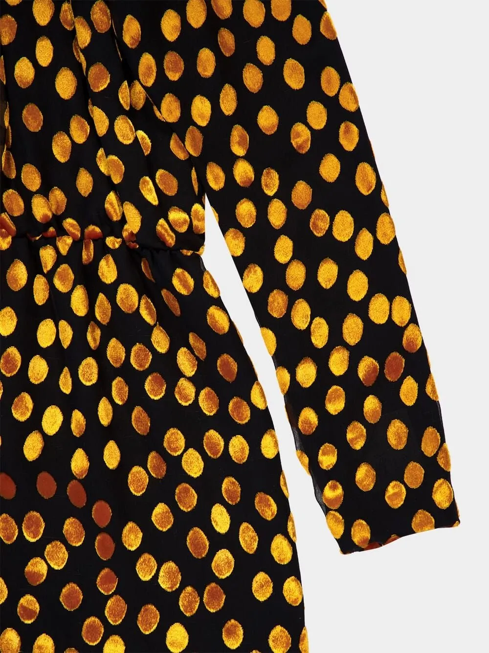 Saint Laurent One-Shoulder Velvet Dotted Dress