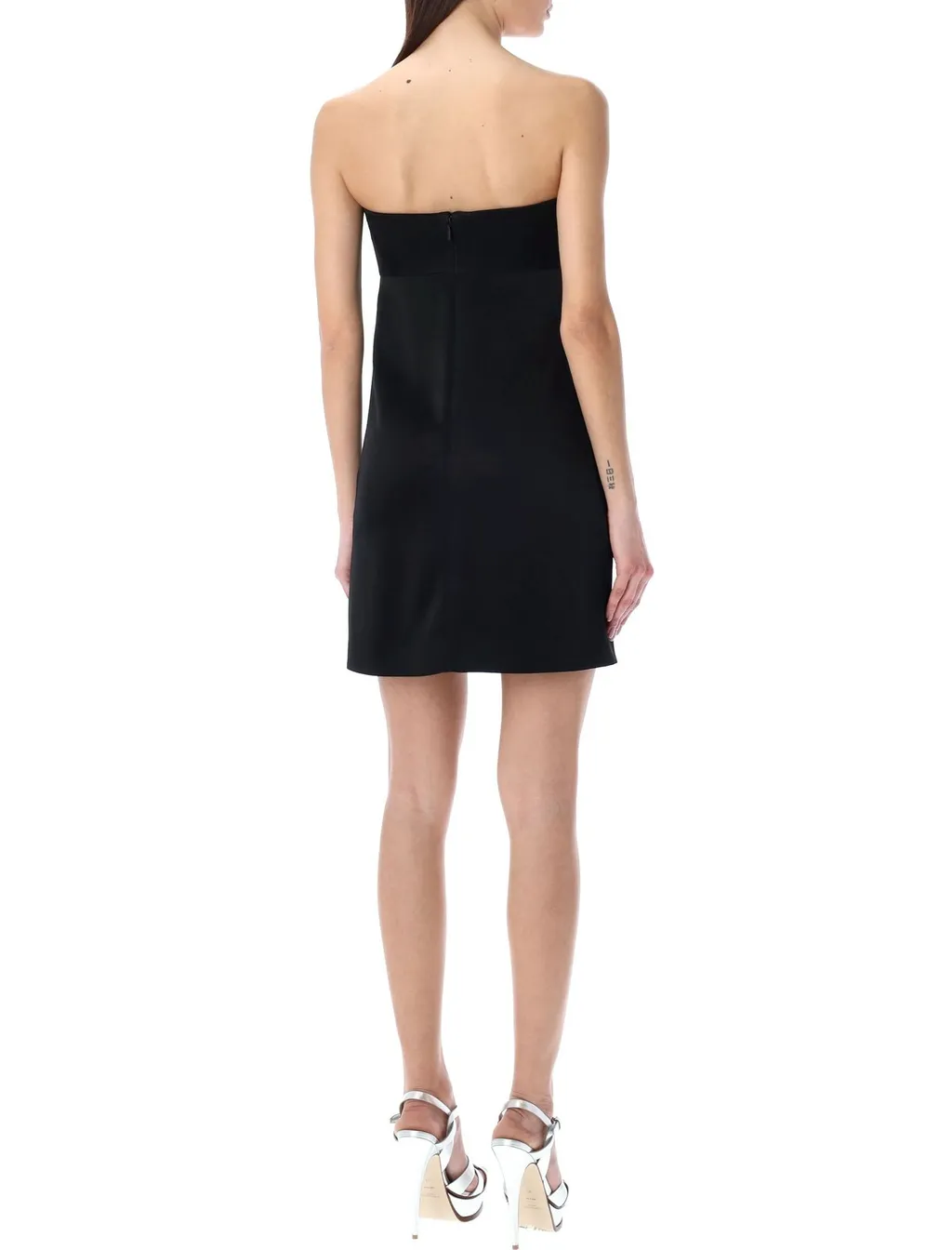 Saint Laurent Bow-Detailed Strapless Zipped Mini Dress
